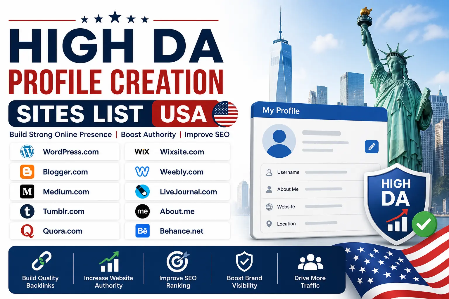 High DA Profile Creation Sites List USA